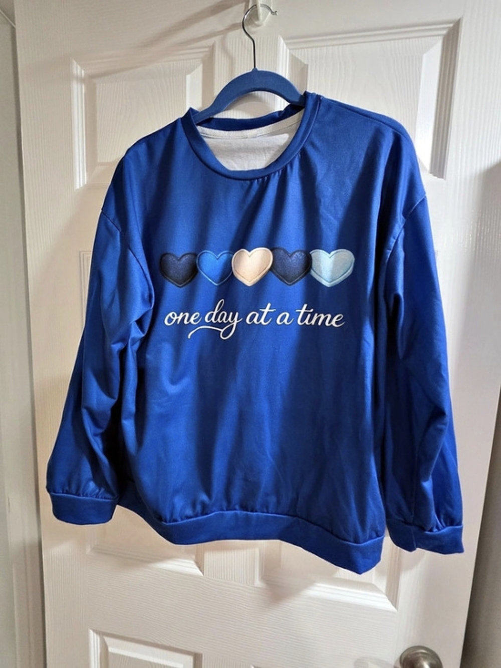 Blue 'One Day at a Time' Sweatshirt Size XL- like new